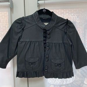 Black Leather Cropped Jacket